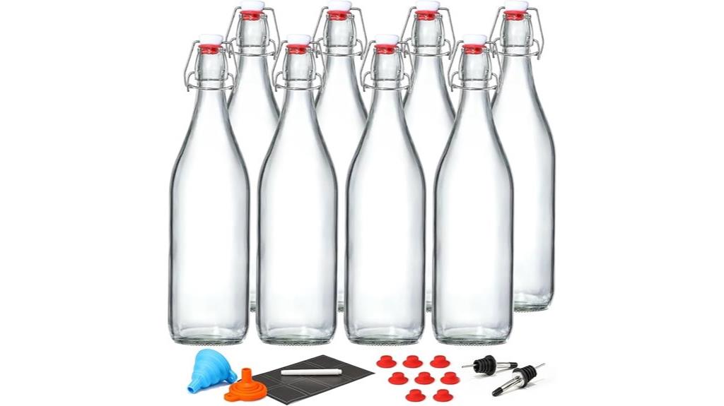 eight glass bottle set