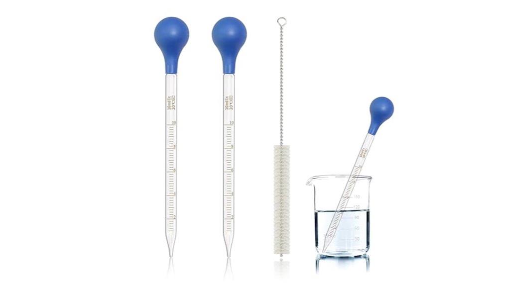 glass pipettes with brushes