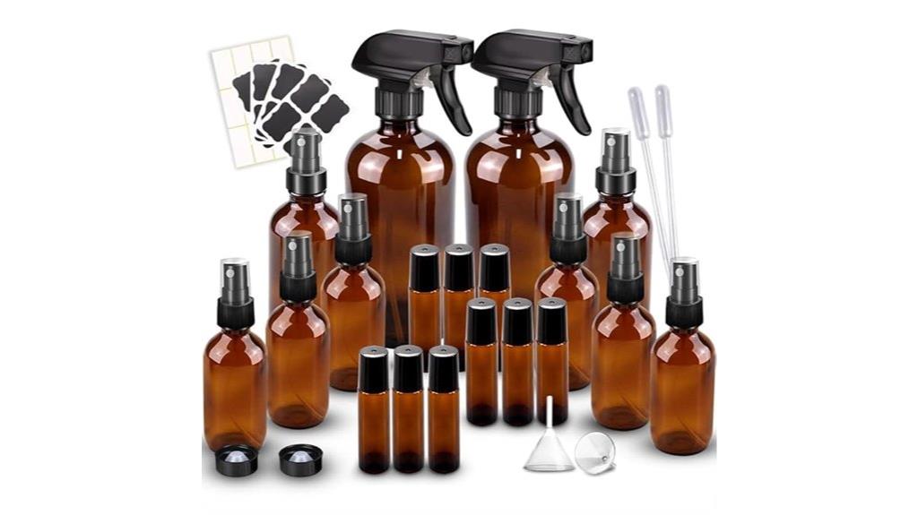multiple size glass spray bottles