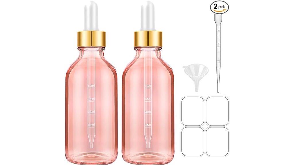 pink 4 oz glass bottle