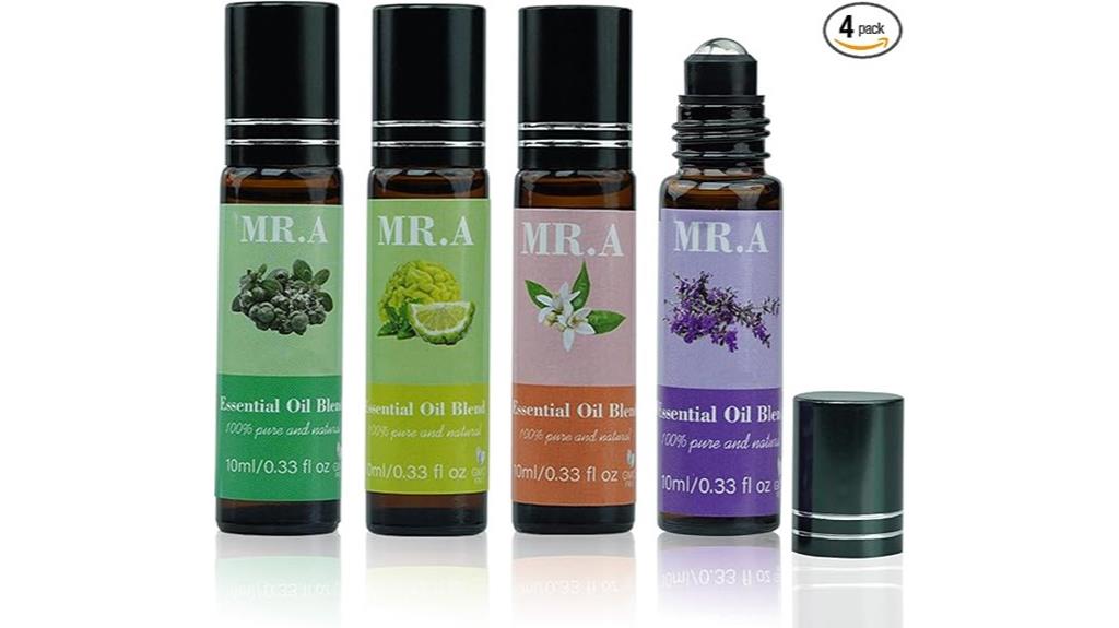 set of four essential oil rollers