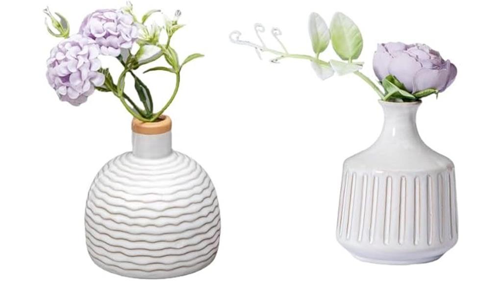 set of two ceramic bud vases