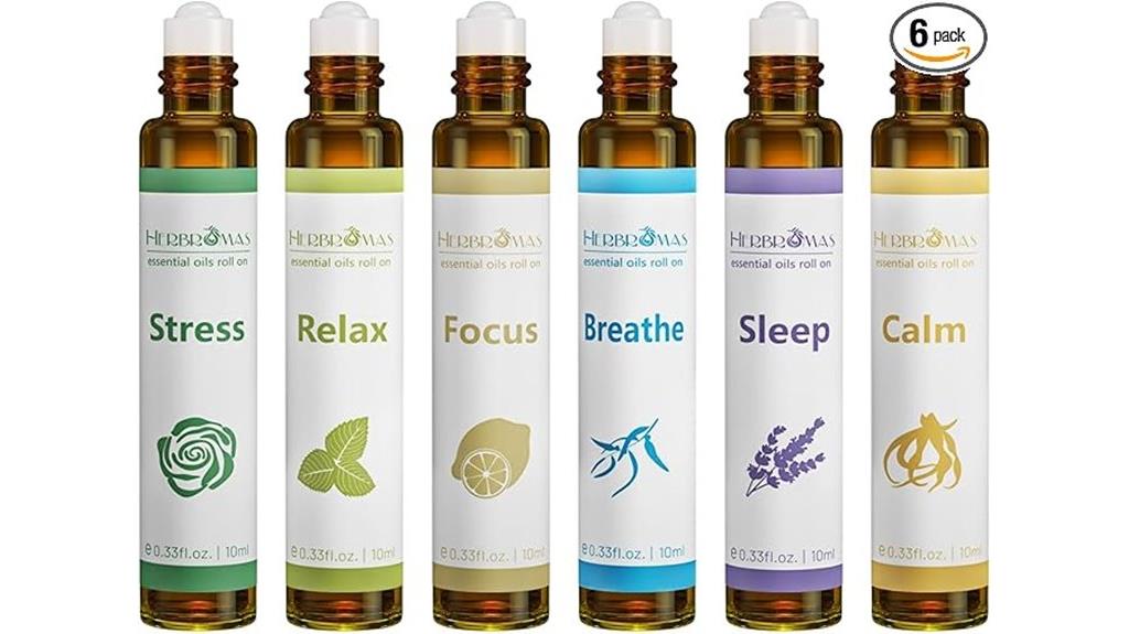 six 10ml essential oil roll ons