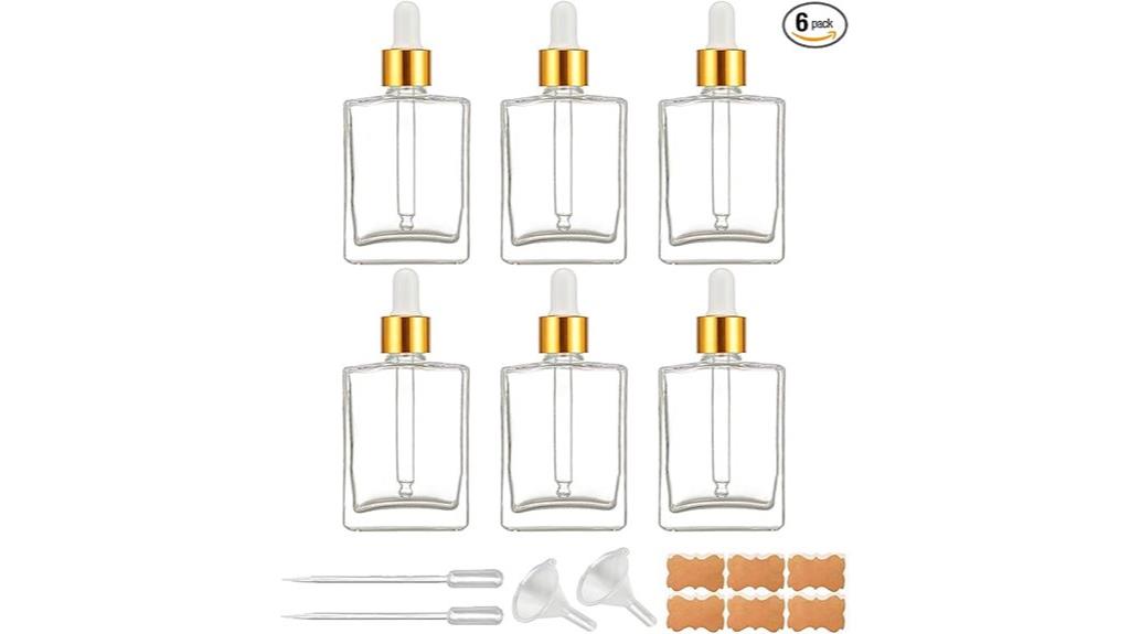 six pack glass dropper bottles
