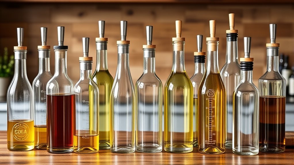 top glass oil bottles