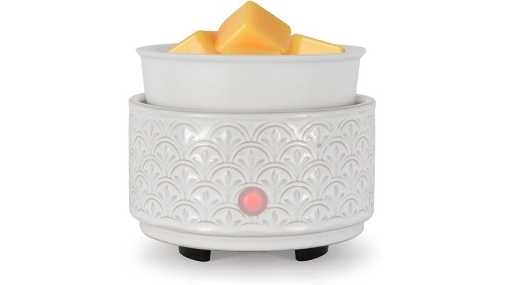white gray ceramic warmer