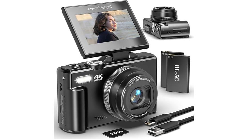 4k flip screen camera