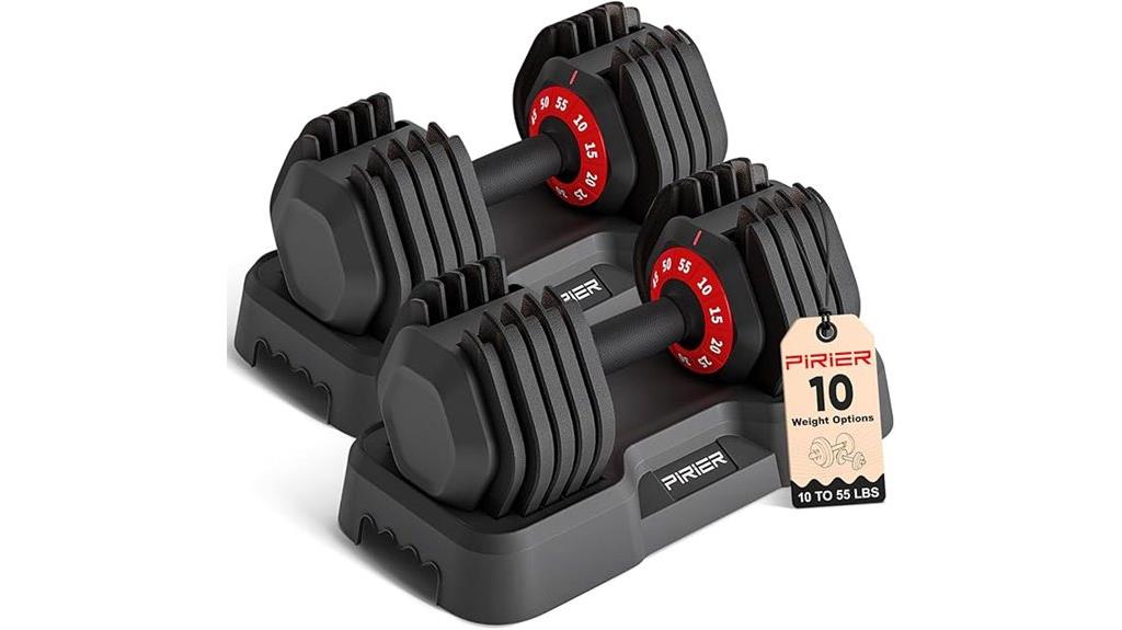 adjustable 55lb dumbbell set