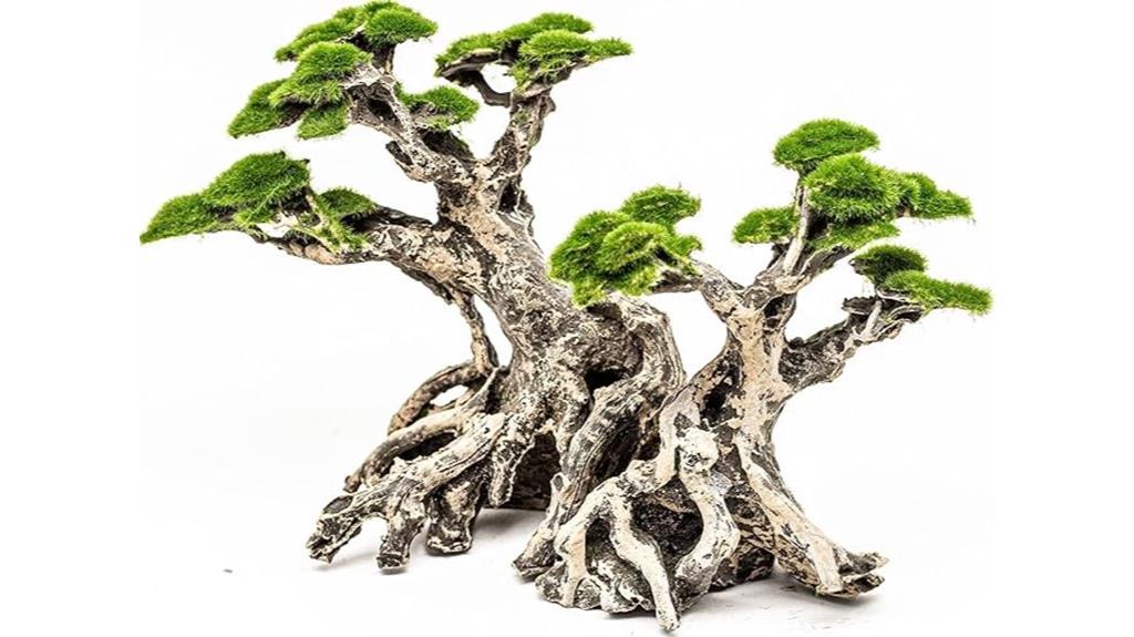 aquarium decor with bonsais