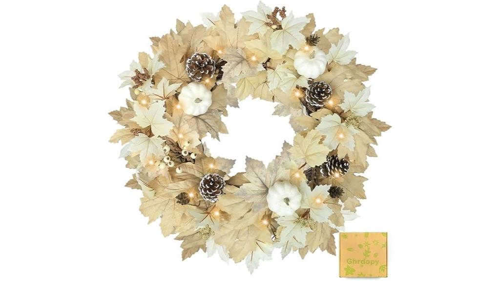 autumn lighted wreath decor
