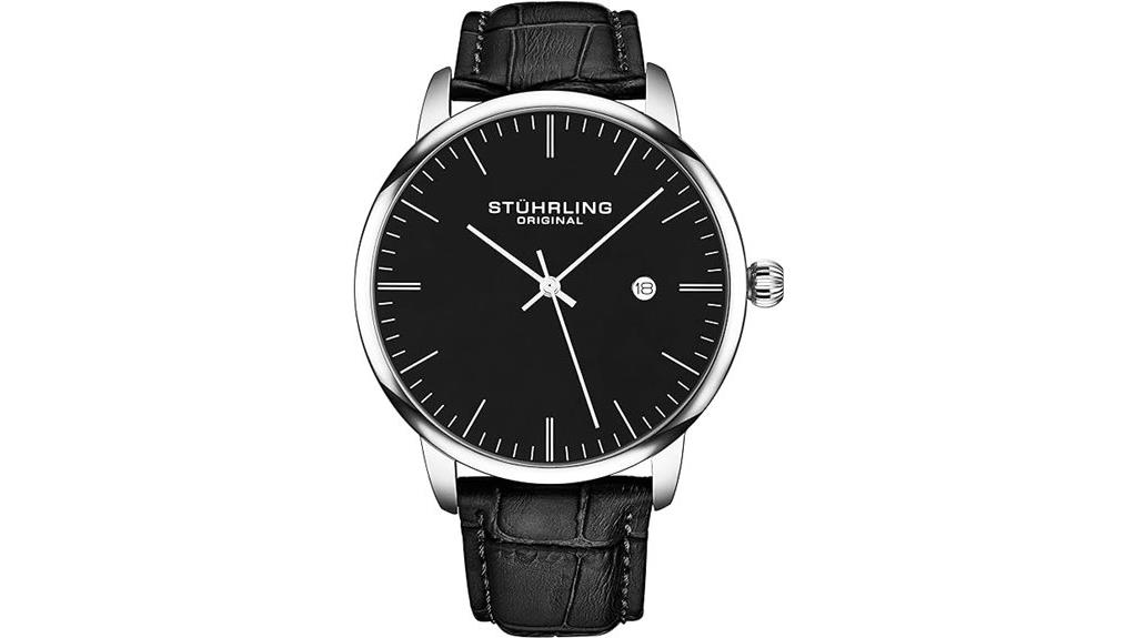 black leather strap watch