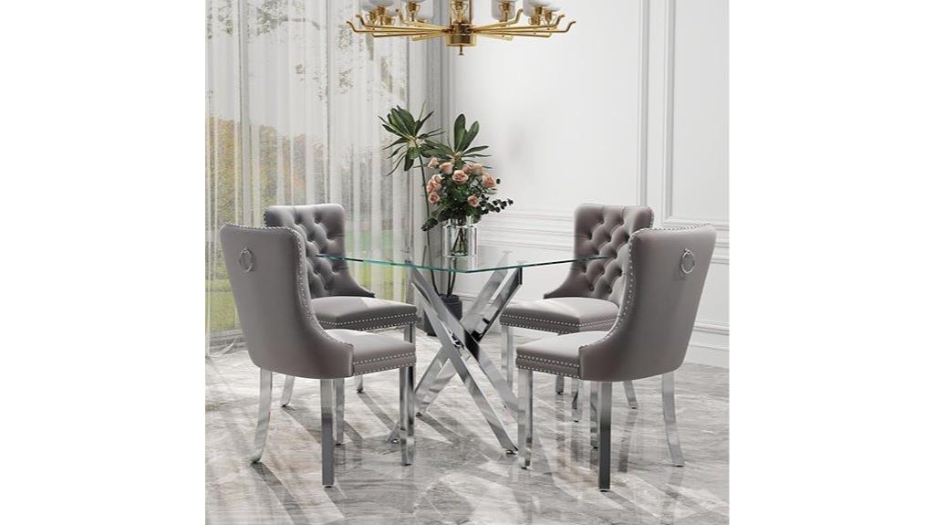 elegant silver glass dining set