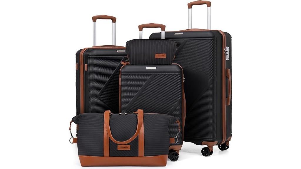 five piece wheeled luggage