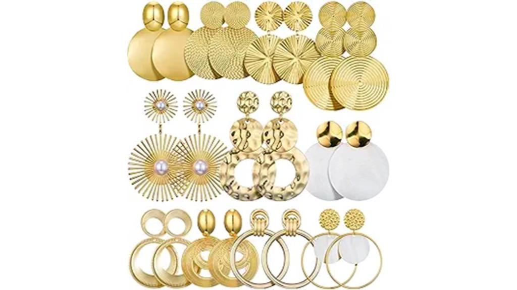 gold round hammered earrings