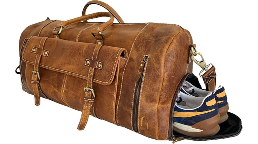 leather unisex duffel bag