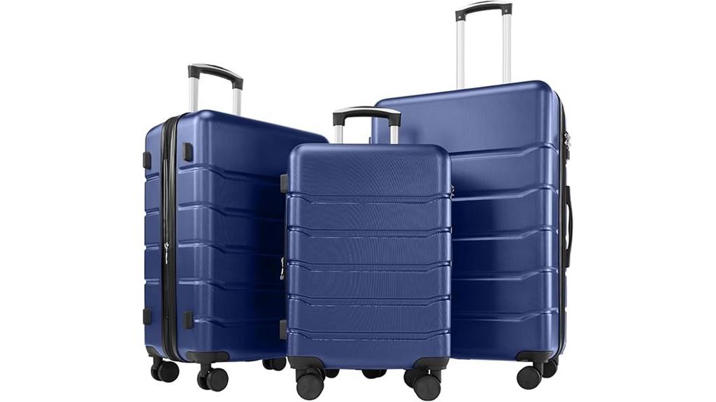 navy blue 3 piece luggage
