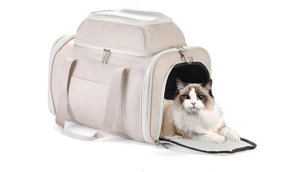 premium leather pet carrier