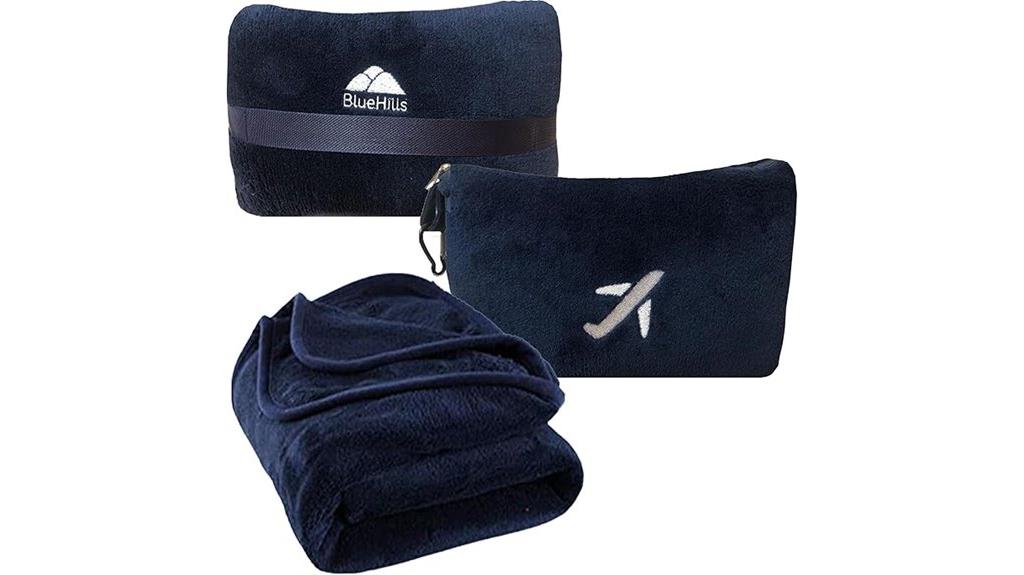 premium navy travel blanket