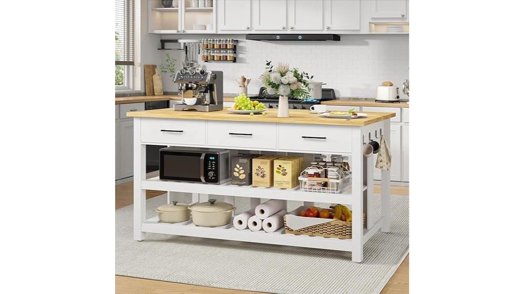 rubberwood kitchen island features