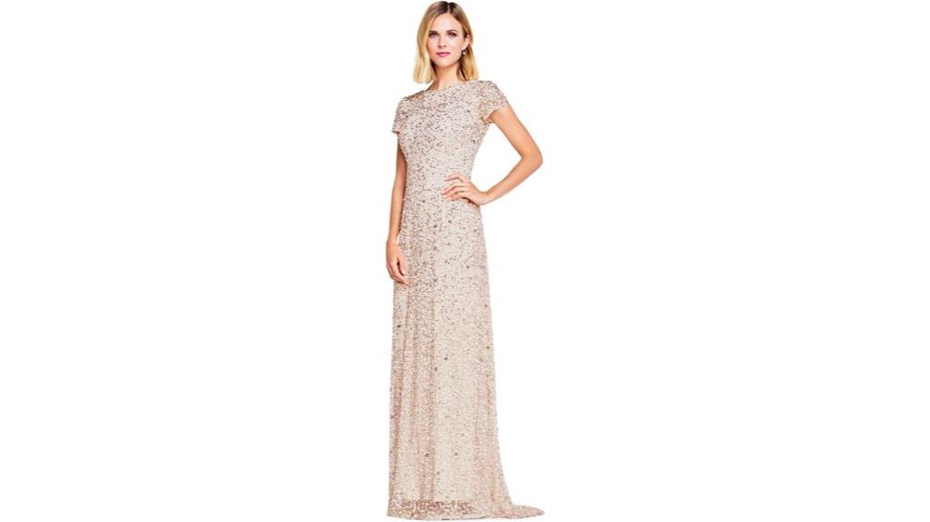 sequin short sleeve gown