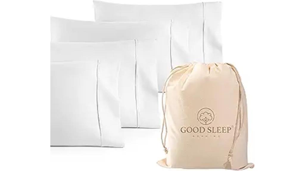 set of four white cotton pillowcases