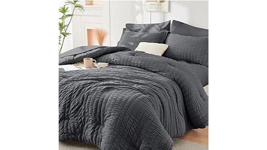 seven piece dark grey comforter