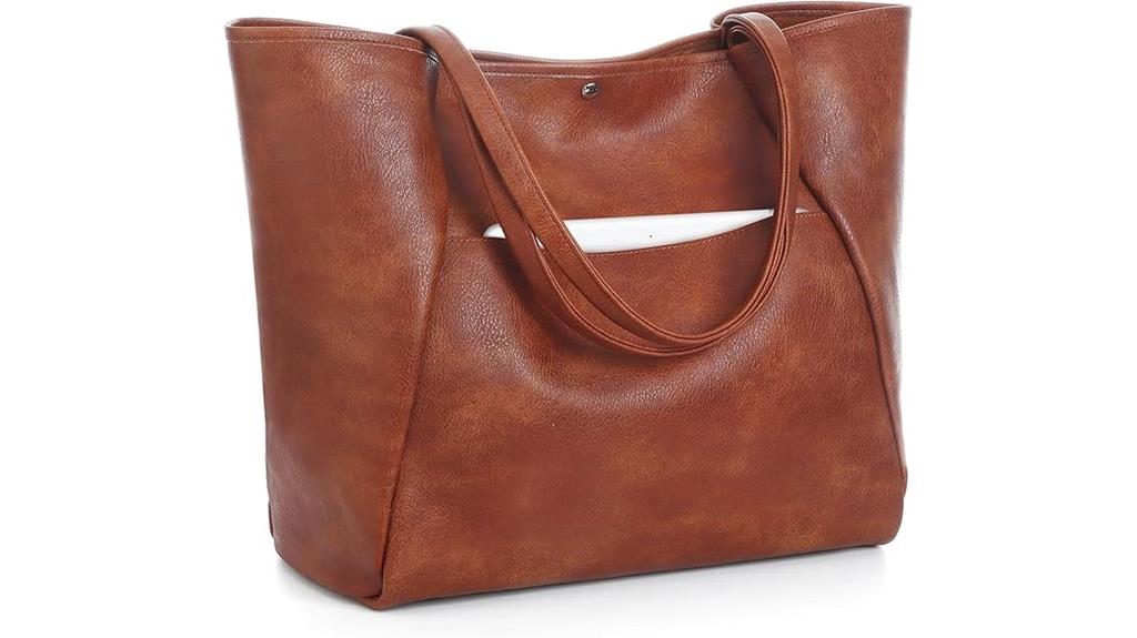 spacious vegan leather tote