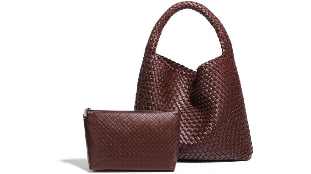 vegan leather woven tote