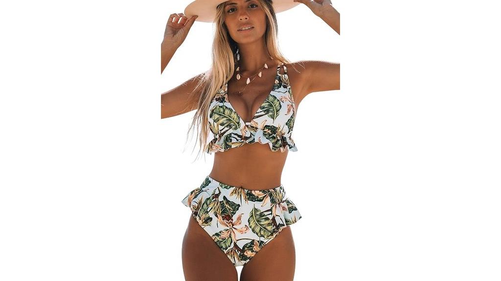 women s ruffled v neck bikini
