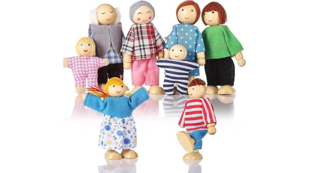 wooden doll family set