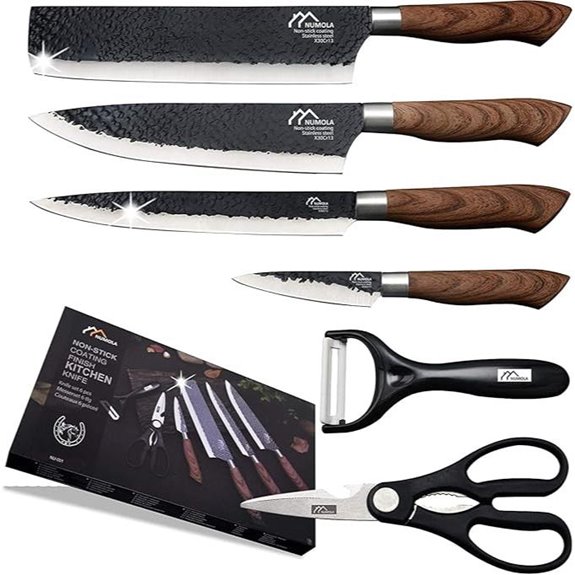 Numola 6-Piece Black Chef Knife Set with Handle