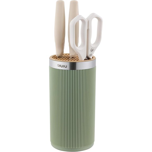 OLULU Round Knife Block Holder Stylish Green+Yellow