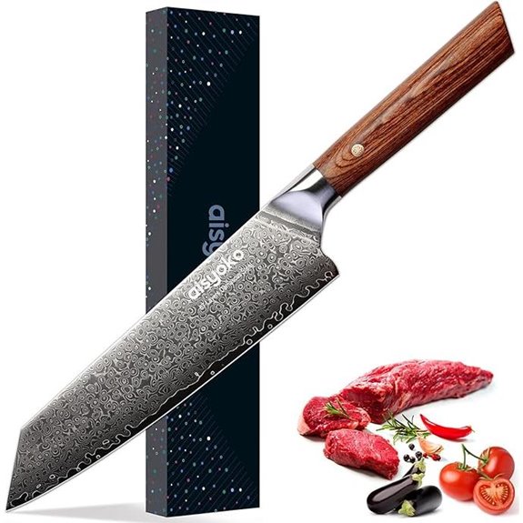 8-Inch Damascus Chef Knife with Wooden Handle