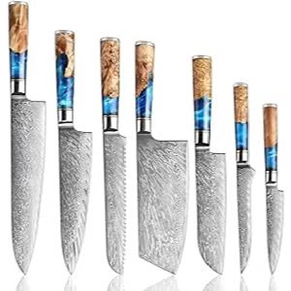 SENKEN 7-Piece Damascus Kitchen Knife Set