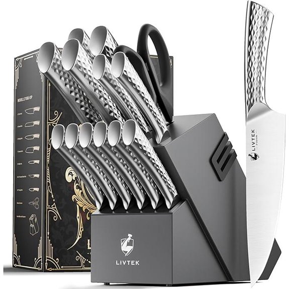 Livtek 15-Piece German Steel Knife Set with Block