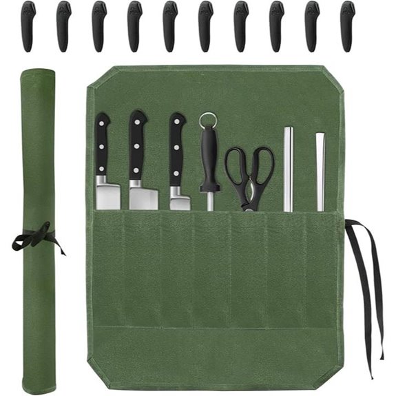 Chef Knife Roll Bag with 7 Slots (Green)