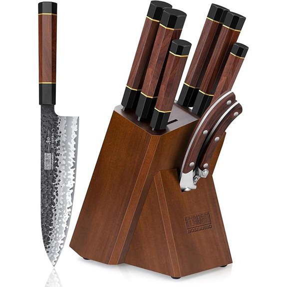 HOSHANHO 8-Piece Japanese Knife Set with Block