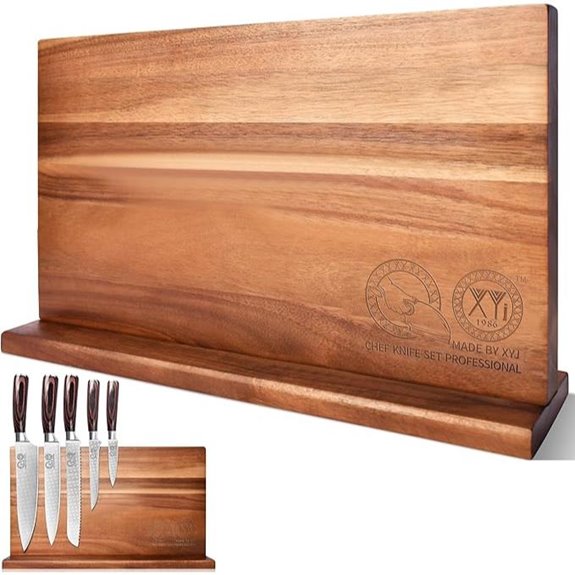 XYJ Magnetic Acacia Knife Block & Storage Rack