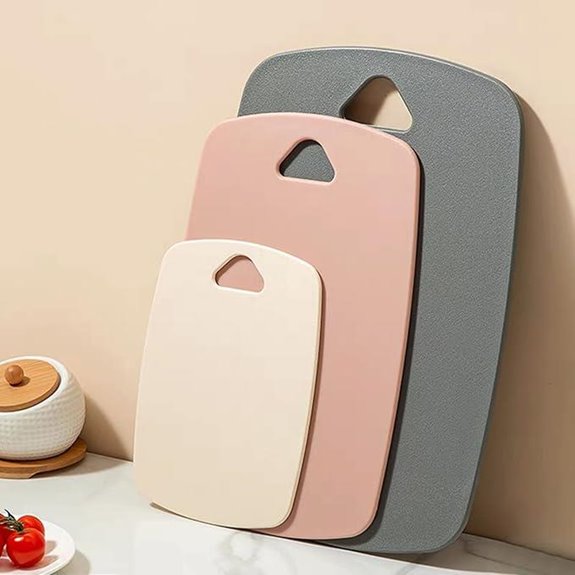 Pink Plastic Cutting Board Set of 3 with Handles