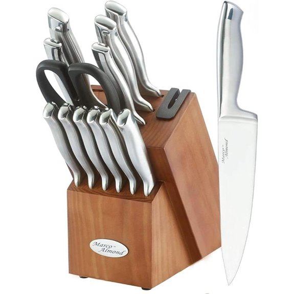 Marco Almond 14-Piece Stainless Steel Knife Block Set