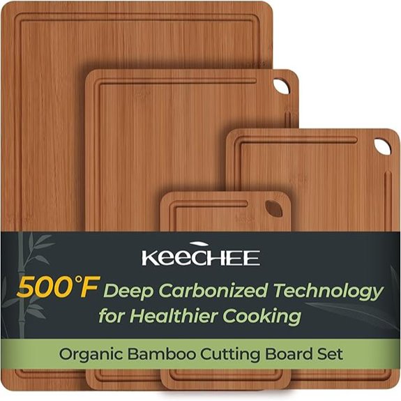 Carbonized Bamboo Cutting Boards Set (4 Pcs)