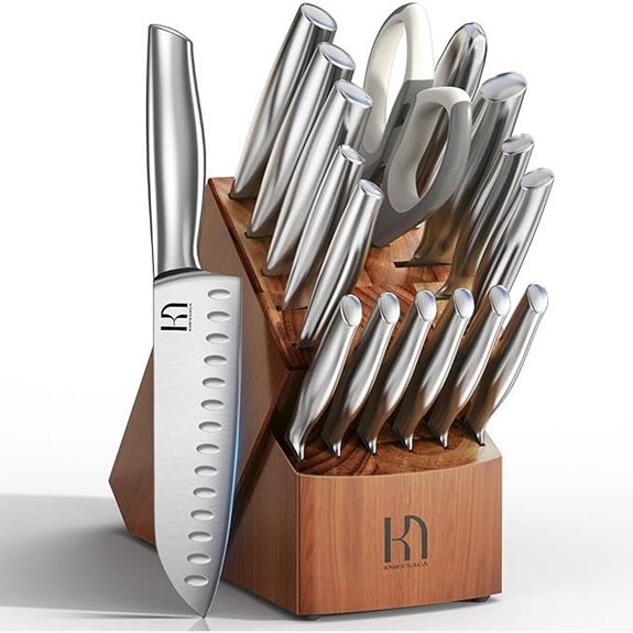 Kitchen Knife Set with Block 17 Pcs High Carbon Steel