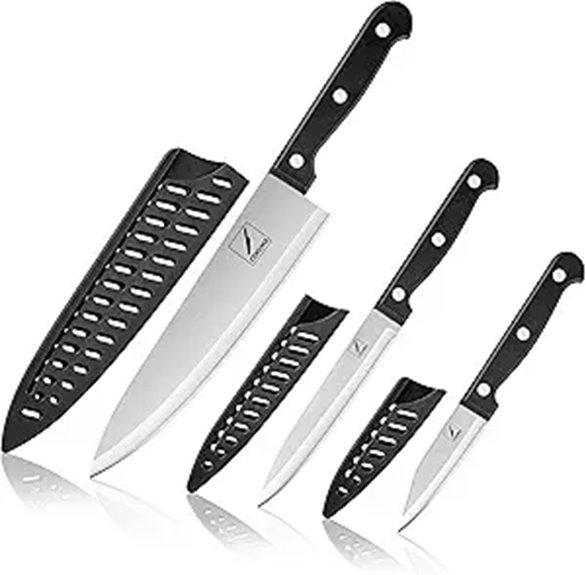 3-Piece Kitchen Knife Set with Sheaths