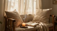 set cozy reading ambiance