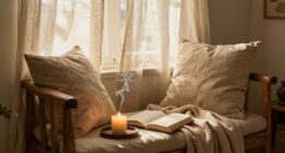 set cozy reading ambiance