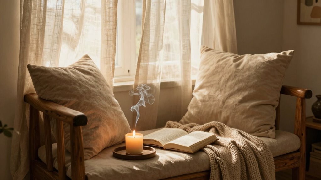 set cozy reading ambiance